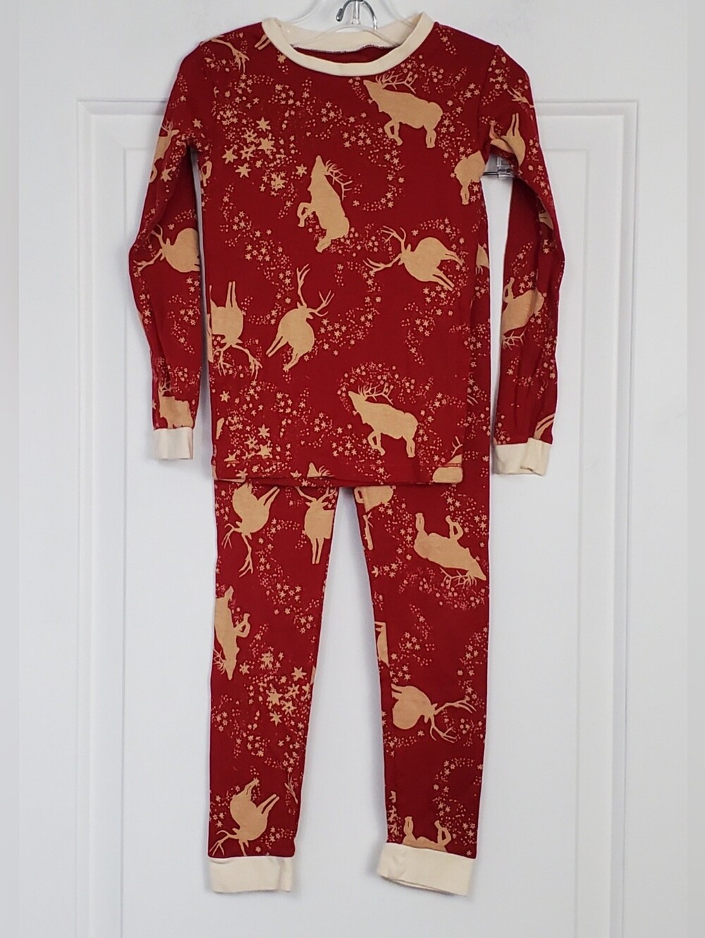 Burts Bees Kids Christmas Holiday Reindeer Pajamas 2-Piece - Size 5T - GUC